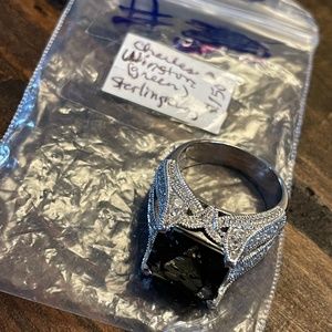 Charles Winston Sterling Silver Ring with green gemstone